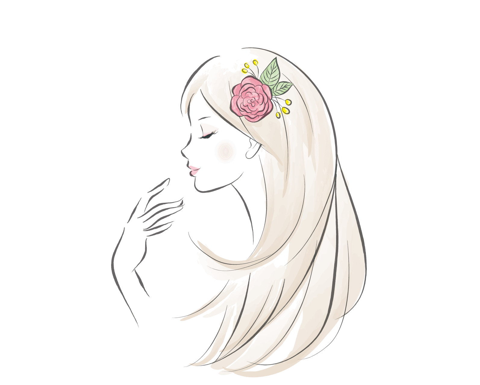 一輪のバラを身にまとう女性のイラスト